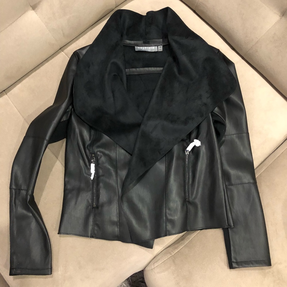 Bagatelle Draped Faux Leather Jacket